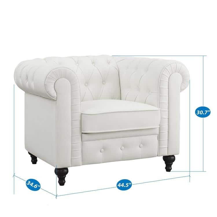 Chesterfield Modern Sofa & Accent Chair with Rolled Arms Tufted Cushions Sectional Sofa Couch for Small Spaces