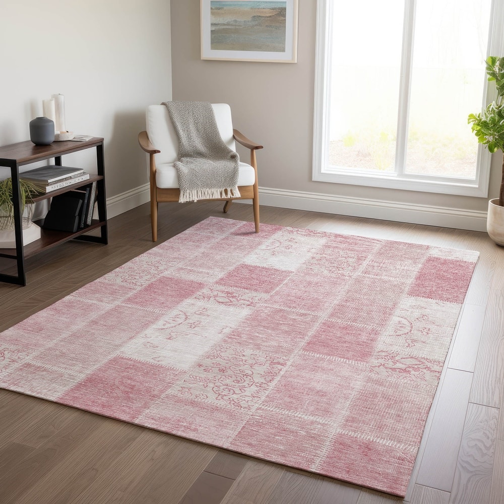 Machine Washable Indoor/ Outdoor Chantille Vintage Patchwork Rug