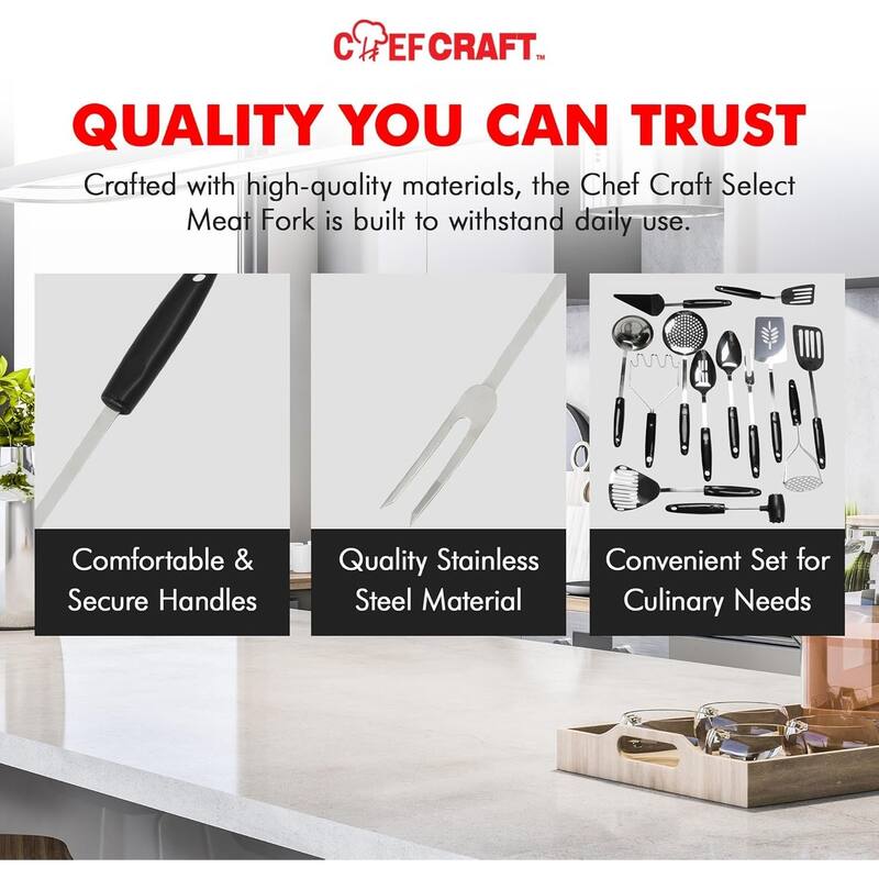 Chef Craft 13" Select Stainless Steel Meat Carving / Serving Fork