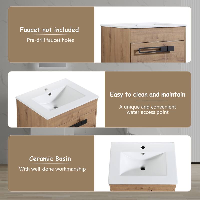 24 Inch Bathroom Vanity With Sink Freestanding or Floating is Optional Conversion - 24.00"W * 18.31"D * 35.60"H