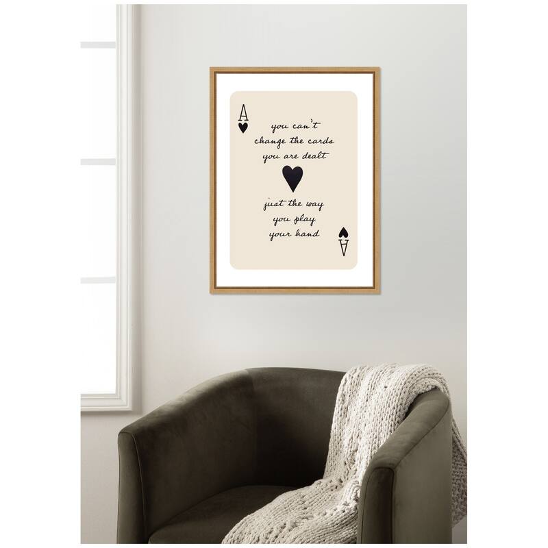 Kate and Laurel Ace of Heart Cards Positive Quote expansion by The Creative Bunch Studio Framed Canvas Wall Art Print