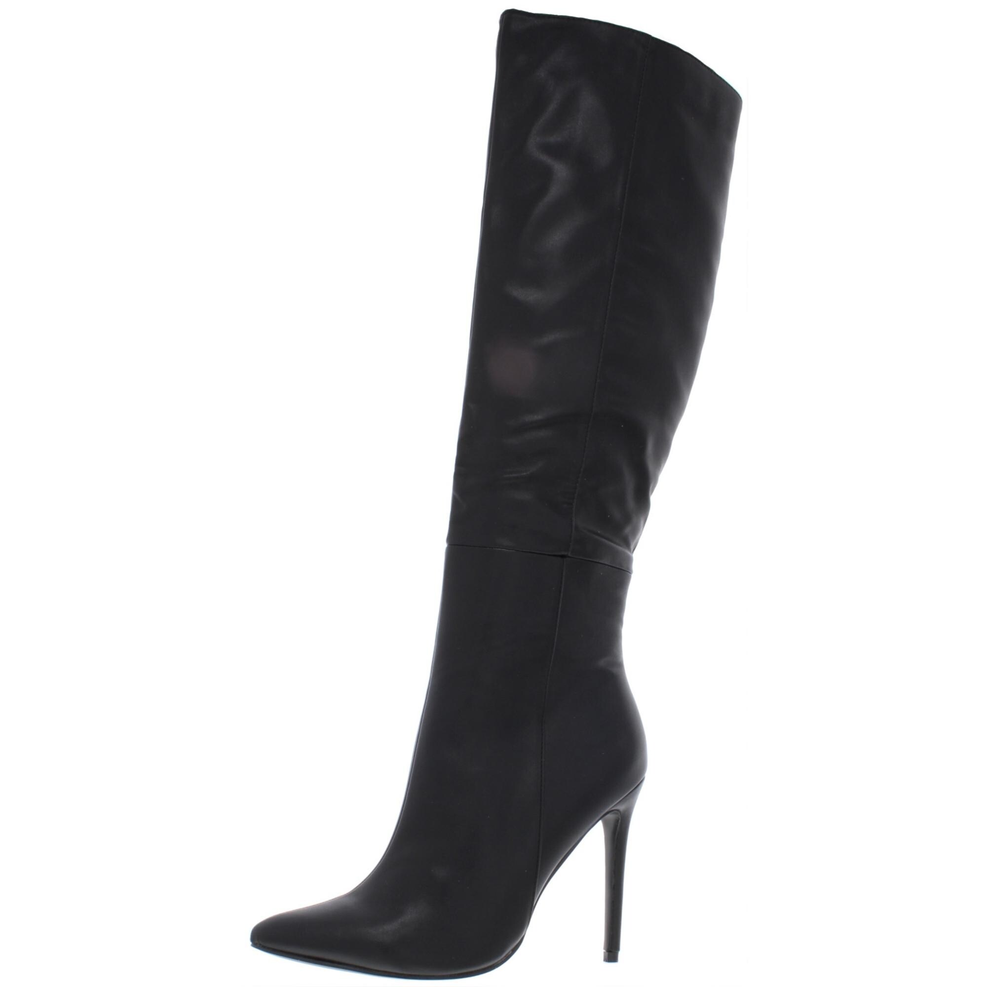 ladies black leather knee high boots size 6