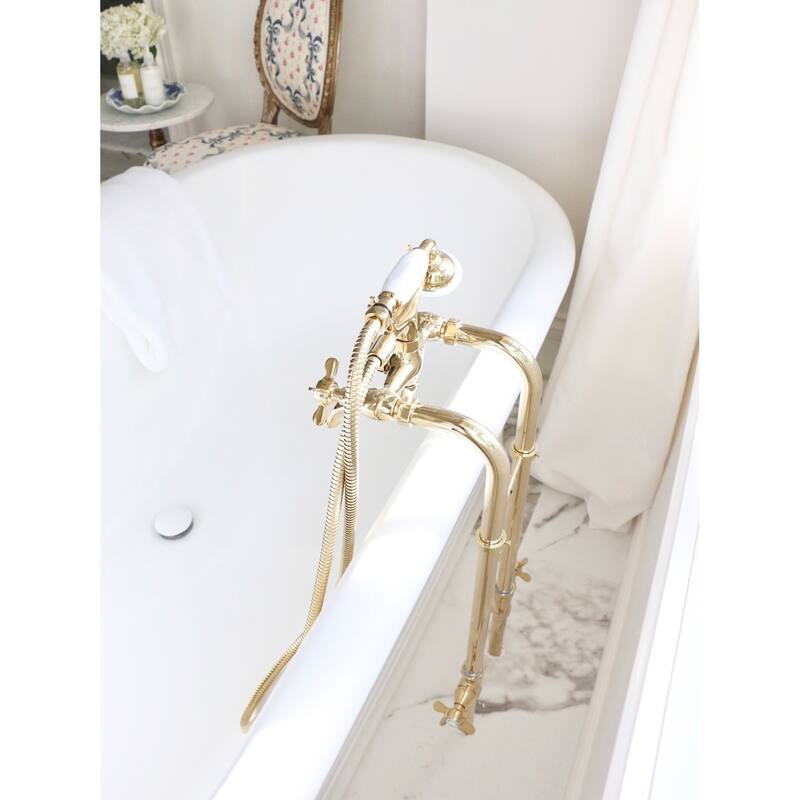 Kingston Brass Traditional Freestanding Tub Faucet with Supply Line and Stop Valve