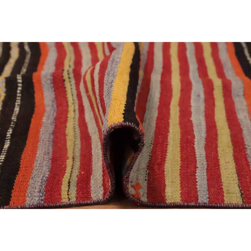 Hand Woven Oriental 100% Wool Carpet Southwestern Tribal Multi-Colored Kilim Area Rug - 8' 5'' X 5' 1''