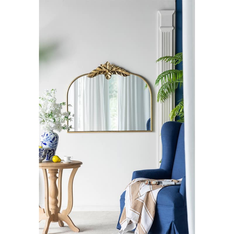 Gold Arched Mirror with Metal Frame