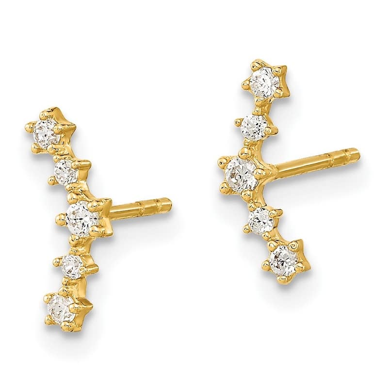 Curata 14k Gold Polished Fancy CZ Cubic Zirconia Post Earrings - 4x11mm Wide