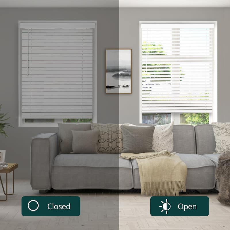 Chicology Cordless Room Darkening 2" Faux Wood Blinds 60" Height - Basic White