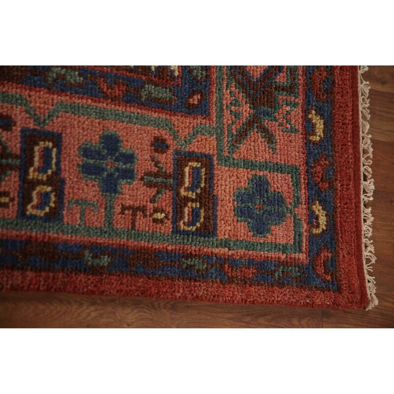 Geometric Sirjan Oriental Area Rug Hand-knotted Red Wool Carpet - 7'10"x 9'10"
