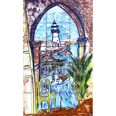 18x30 Portland Head Backsplash 15pc Ceramic Tiles Wall Mural