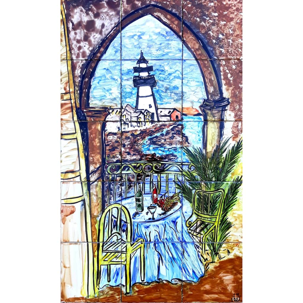 18x30 Portland Head Backsplash 15pc Ceramic Tiles Wall Mural