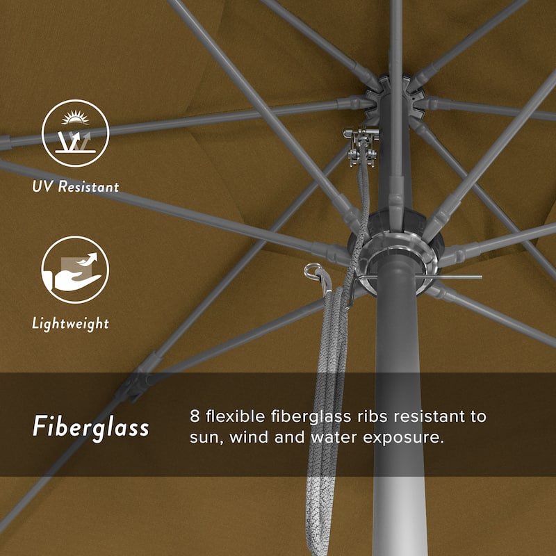 California Umbrella 11' Venture Series Patio Umbrella, Silver Aluminum Pole Fiberglass Ribs Pulley Lift Sunbrella