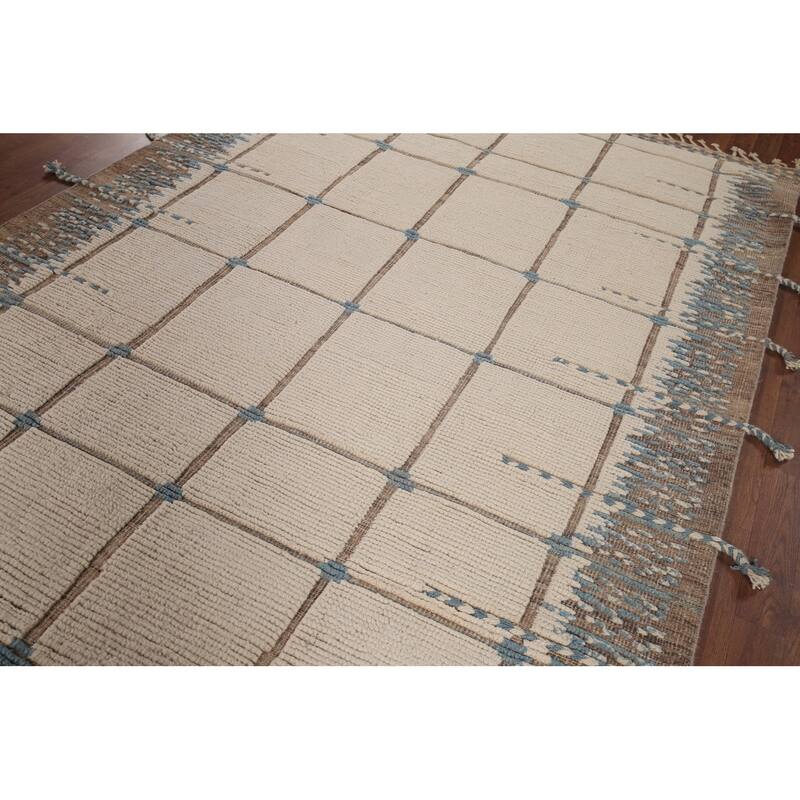 All-Over Moroccan Modern Area Rug Handmade Wool Carpet - 6'0"x 9'6"