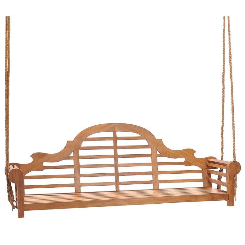 Chic Teak Lutyens Teak Wood Triple Outdoor Porch Swing, 78 inch