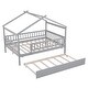 preview thumbnail 16 of 15, Full Size Wooden House Bed with Twin Size Trundle, Kid's Bed