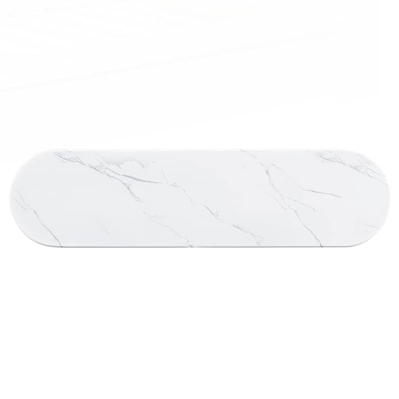 Entryway Table with Oval Faux Marble Top