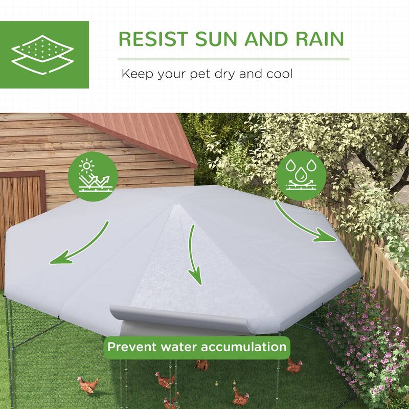 PawHut Large Metal Chicken Coop Chicken Run for Chicken, Ducks and Rabbits with Waterproof and Anti-UV Cover
