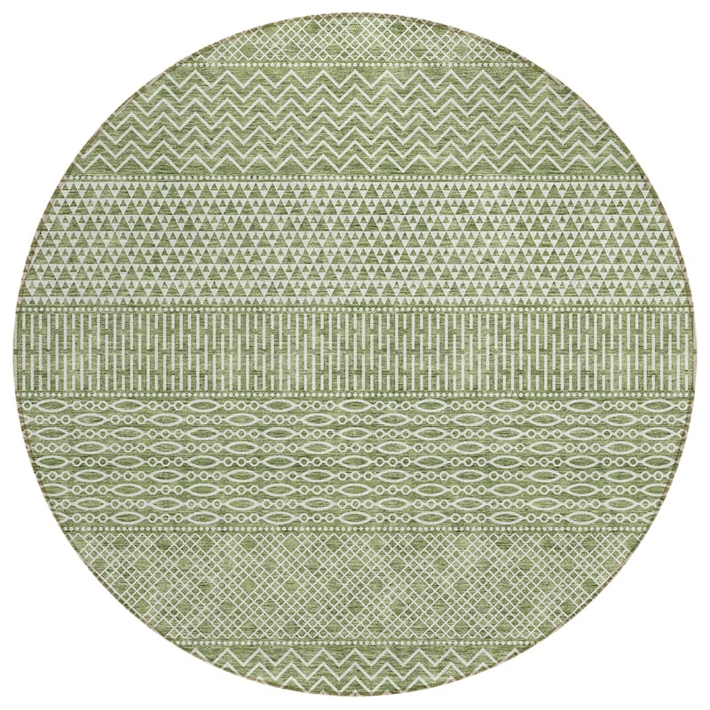 Machine Washable Indoor/ Outdoor Modern Stripes Chantille Rug