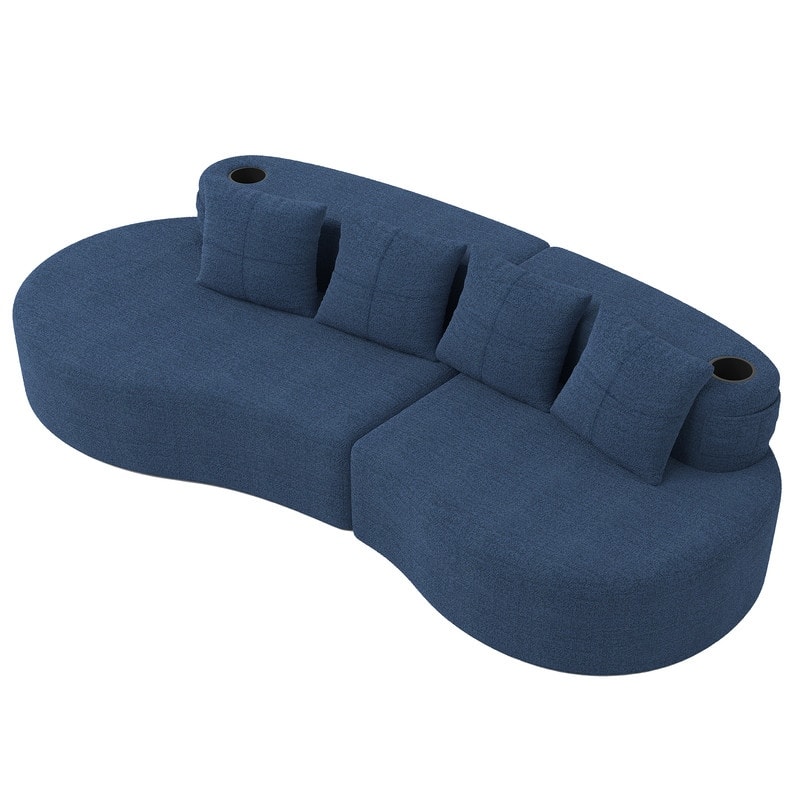 Chenille Upholstered Curved 3 Seat Minimalist Compressed Modular Sectional Sofa