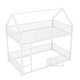 preview thumbnail 15 of 18, Metal House-Shaped Bunk Bed with Fence and Door, Twin Over Twin Floor Bunk Bedframe with Roof Design and Guardrails