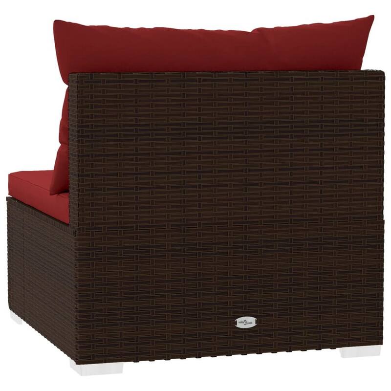 Joez Patio Armless Chair Modular Sofa Seat, Square, Poly Rattan, Red