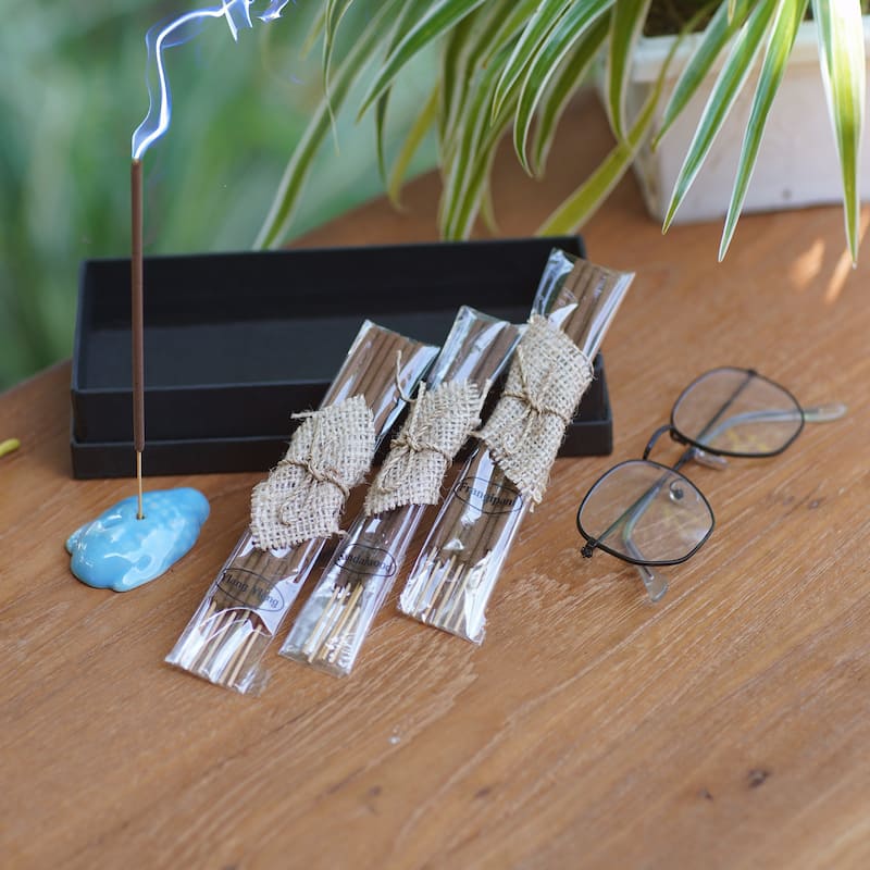 Novica Handmade Blue Vesak Celebration Ceramic Incense Set