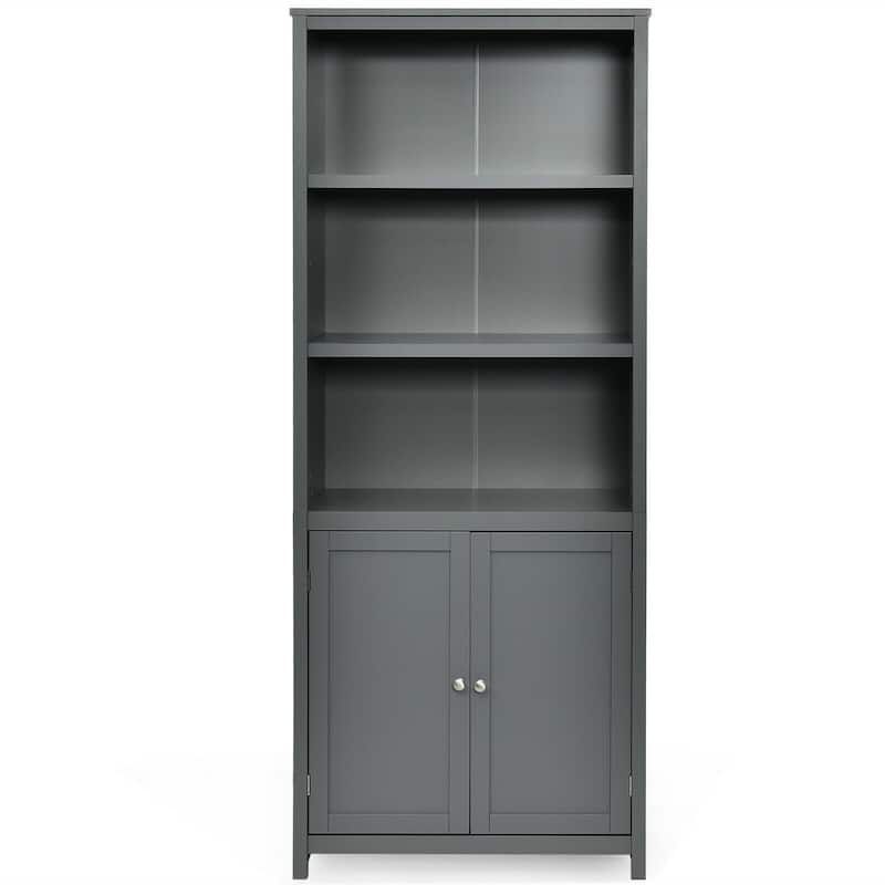 Bookcase Shelving Storage Wooden Cabinet Unit Standing Display Bookcase with Doors - 29" x 14" x 72" (L x W xH)