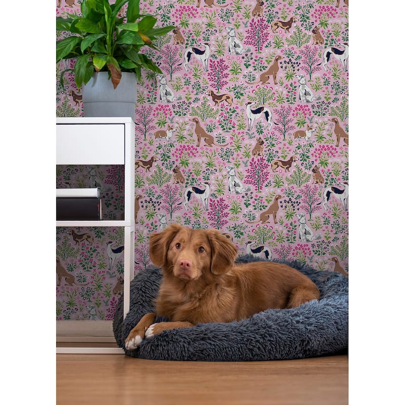 Printfresh Must Love Dogs Pink Peel and Stick Wallpaper