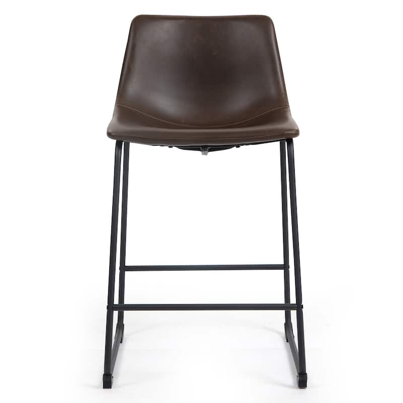 Carbon Loft Richard Faux Leather and Iron Counter Stool (Set of 2)