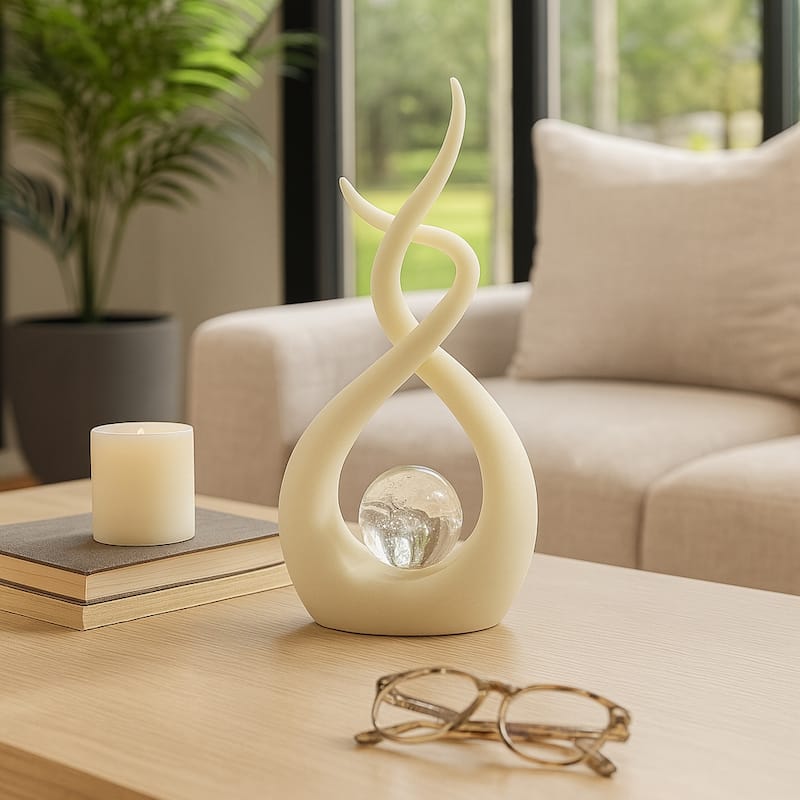 Swirl Design Decorative Modern Figurine with Marble Accent, Home Decor - 6" x 3" x 12"