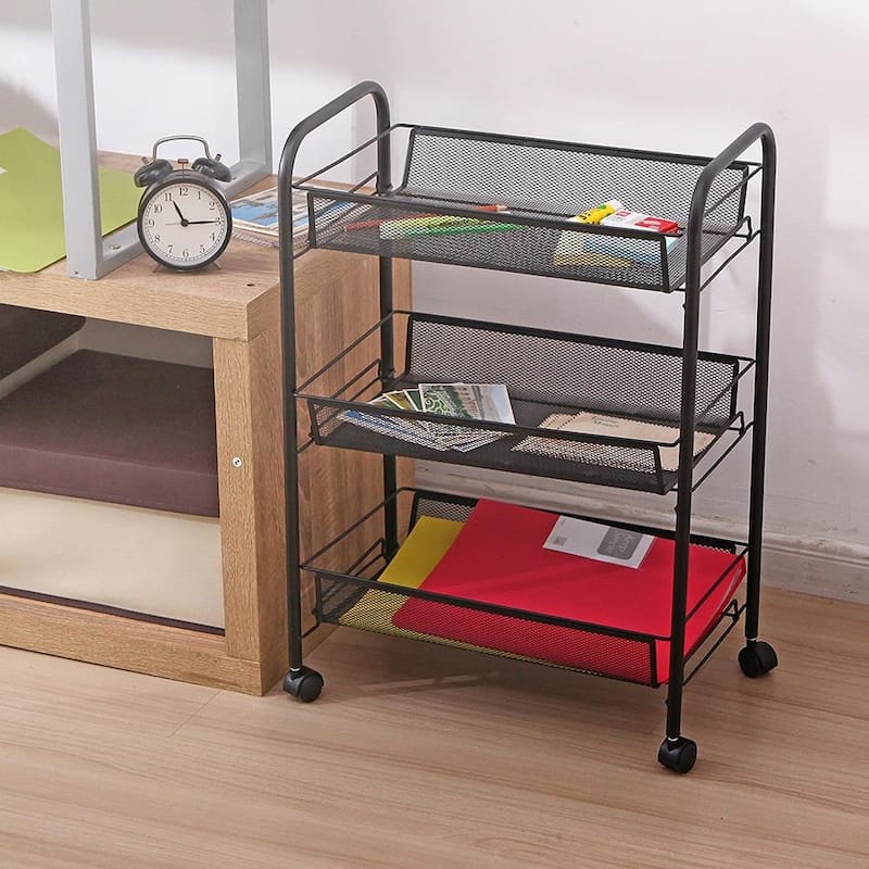 3-Tier Rolling Kitchen Trolley Cart Island Wire Rack Shelf