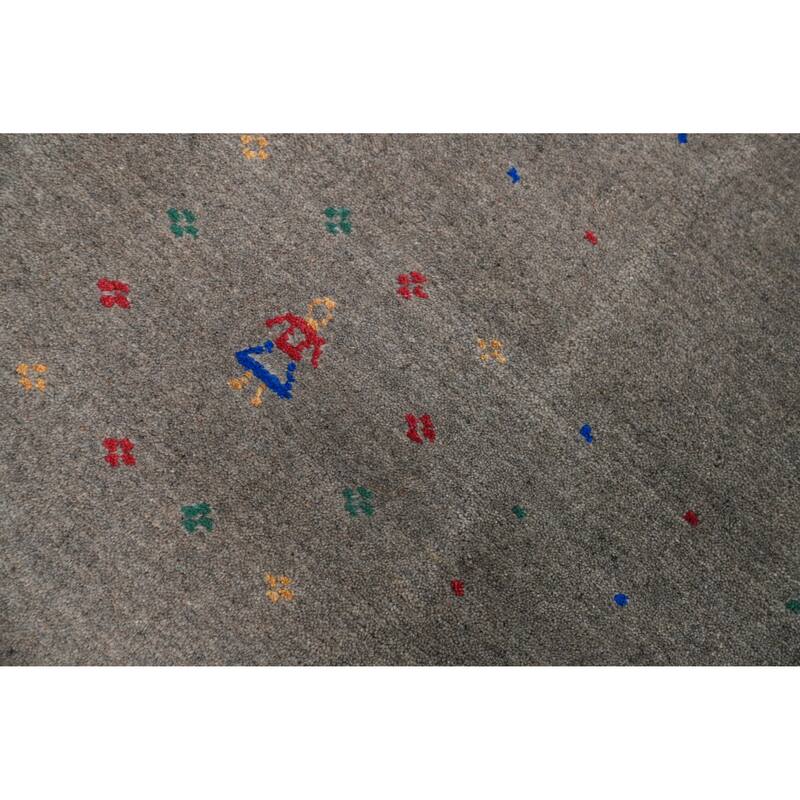Hand Knotted Oriental 100% Wool Carpet Tribal Animal Pictorial Greys & Charcoal Gabbeh Area Rug - 12' 6'' X 9' 3''