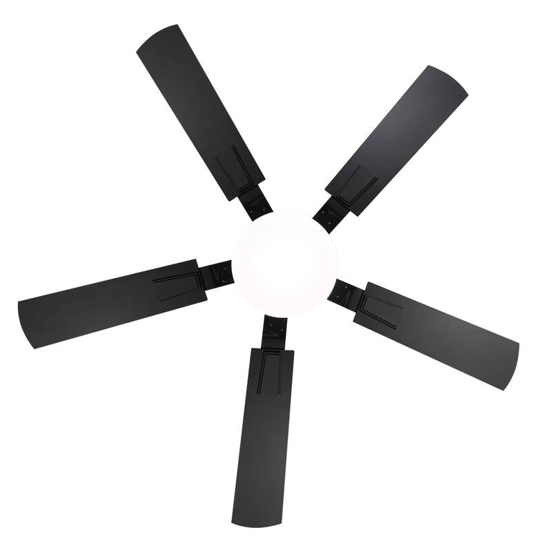 48"/52"/60" Modern Black LED Ceiling Fan with Light Remote (5/6 Reversible Blades)