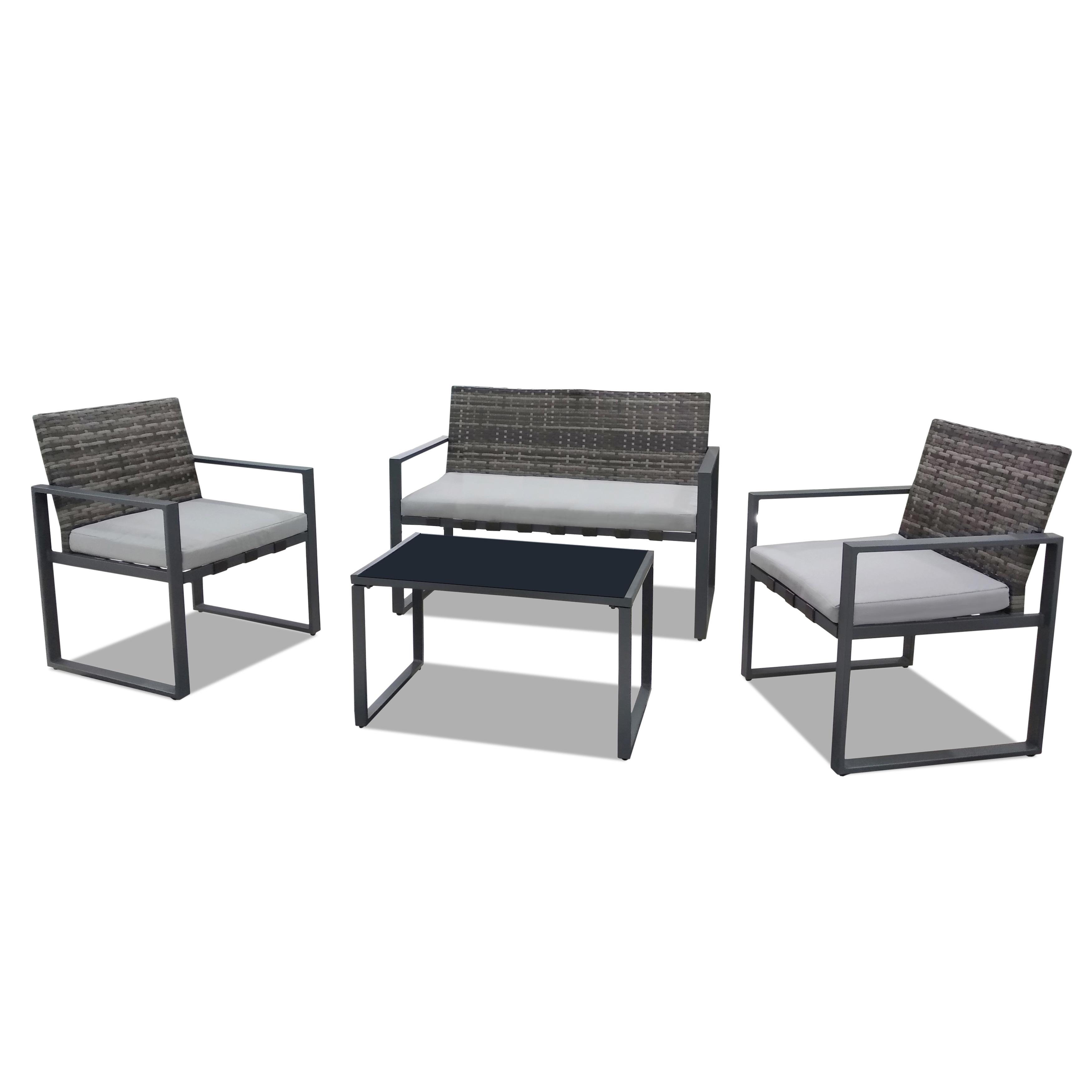 Bond Oahu 4Pc Steel and Wicker Casual Set