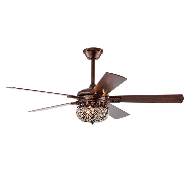 Laylani 52 Inch Antique Copper Ceiling Fan 2 Light with Remote