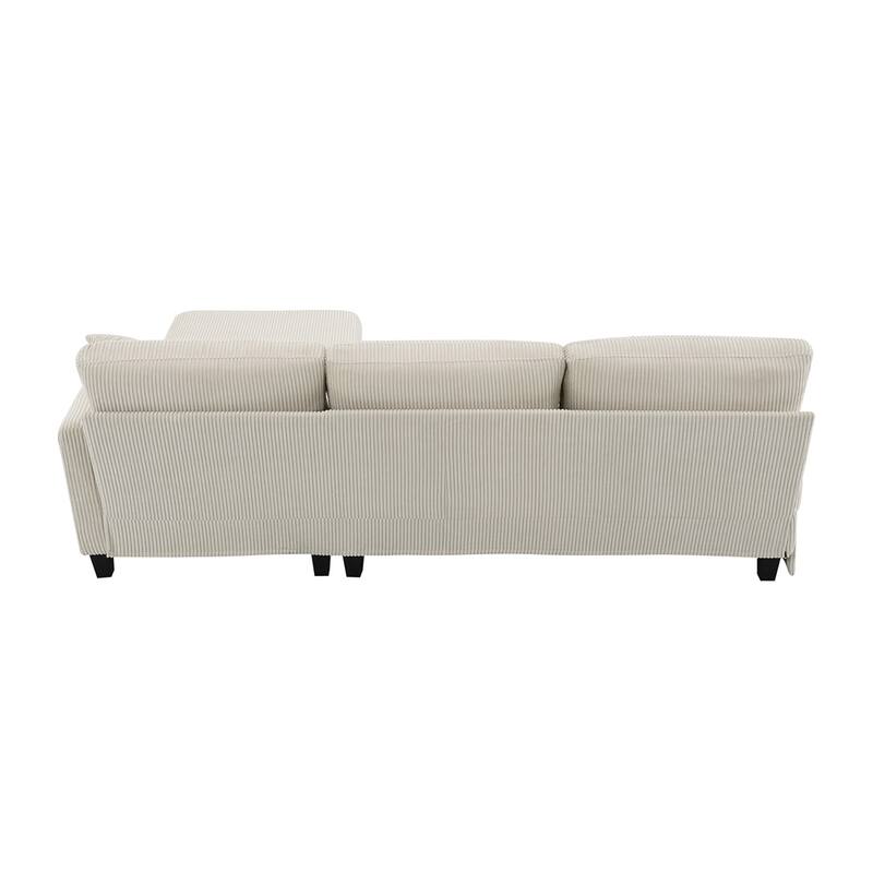 Modern L-shaped Corduroy Sofa with Reversible Chaise,4-seat