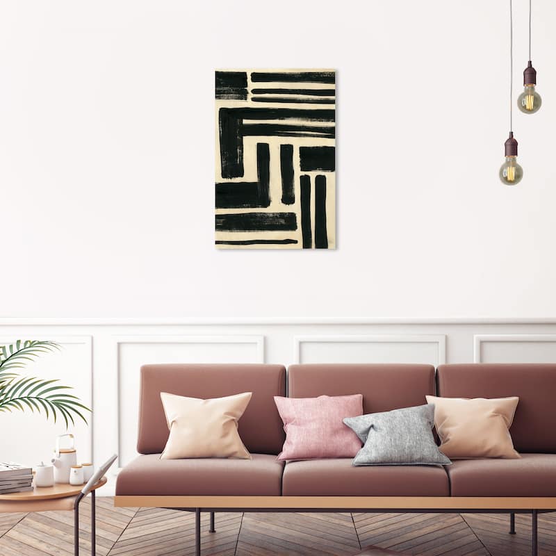 Wynwood Studio Canvas Abstract First Floor Black and Vanilla Modern & Contemporary Wall Art Canvas Print - 30 x 20
