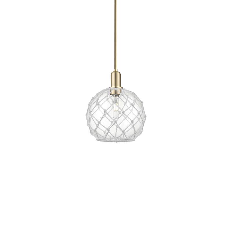 Innovations Lighting 716-1S-13-10 Farmhouse Rope Pendant Farmhouse - Champagne Bronze / Clear Glass with White Rope