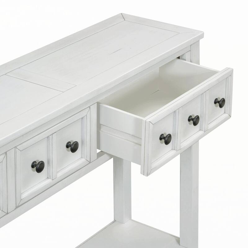 Rustic Entryway Console Table(Antique White)