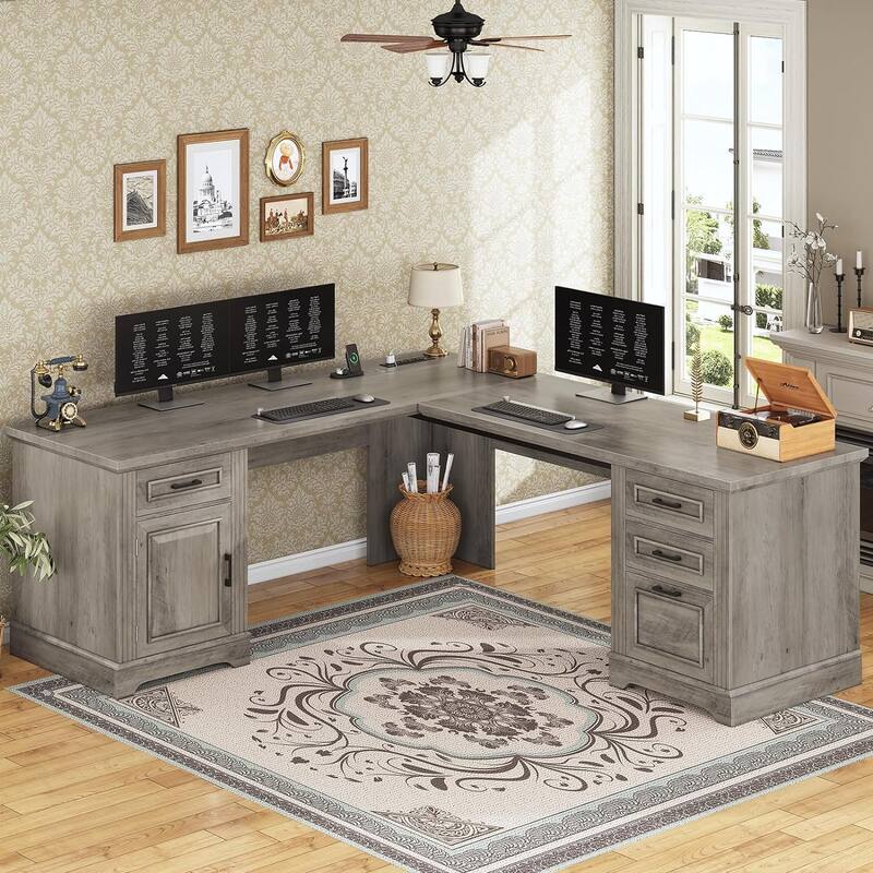 Executive L Shaped Desk Office Desk Drawers Storage Drawers Cabinet