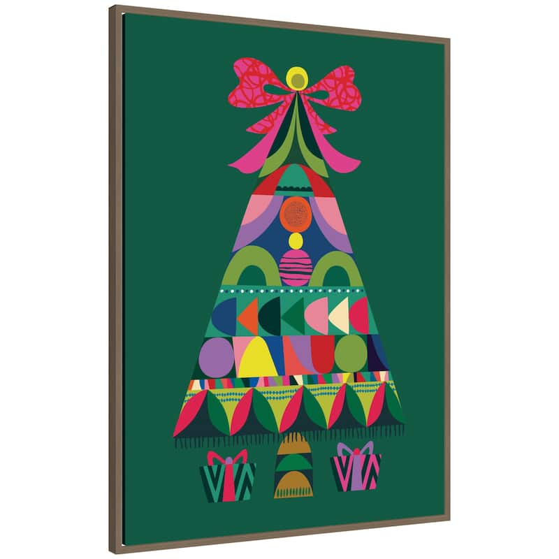 Kate and Laurel Framed Canvas Geometric Christmas Tree by Rachel Lee - 28 x 38