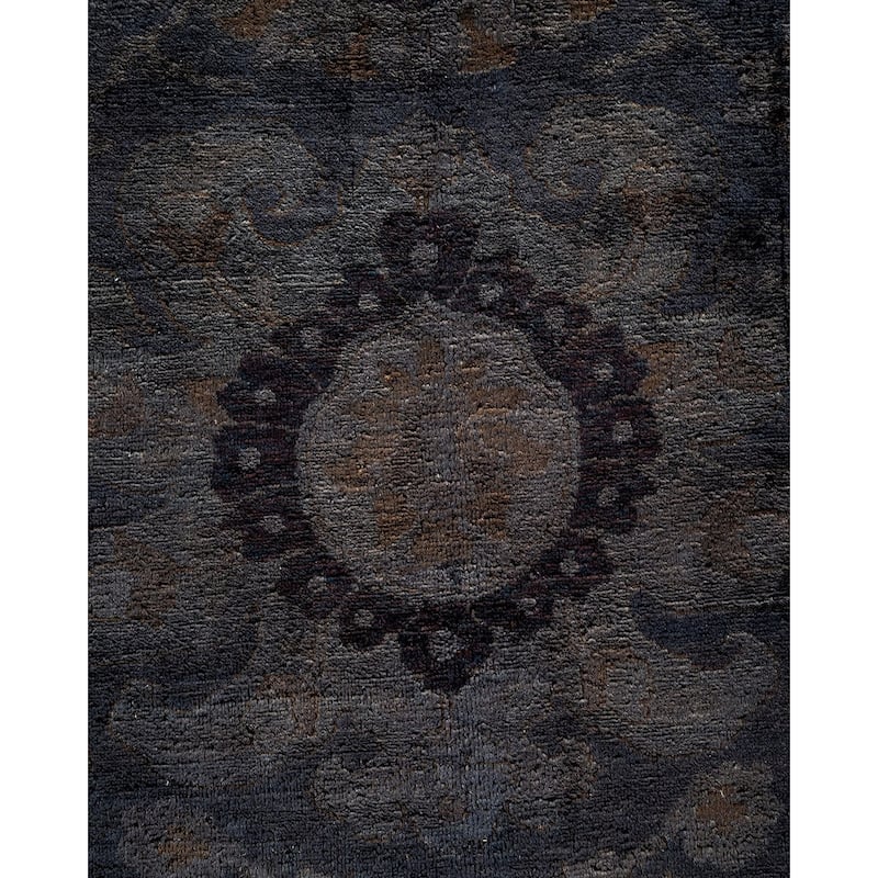 Overton Hand Knotted Wool Vintage Inspired Modern Contemporary Overdyed Gray Area Rug - 9' 1" x 11' 7"