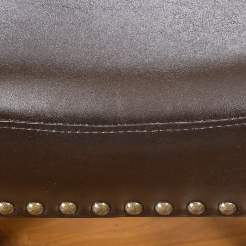 Set of 2 Backless Faux Leather Counter Bar Stools with Nailhead Trim
