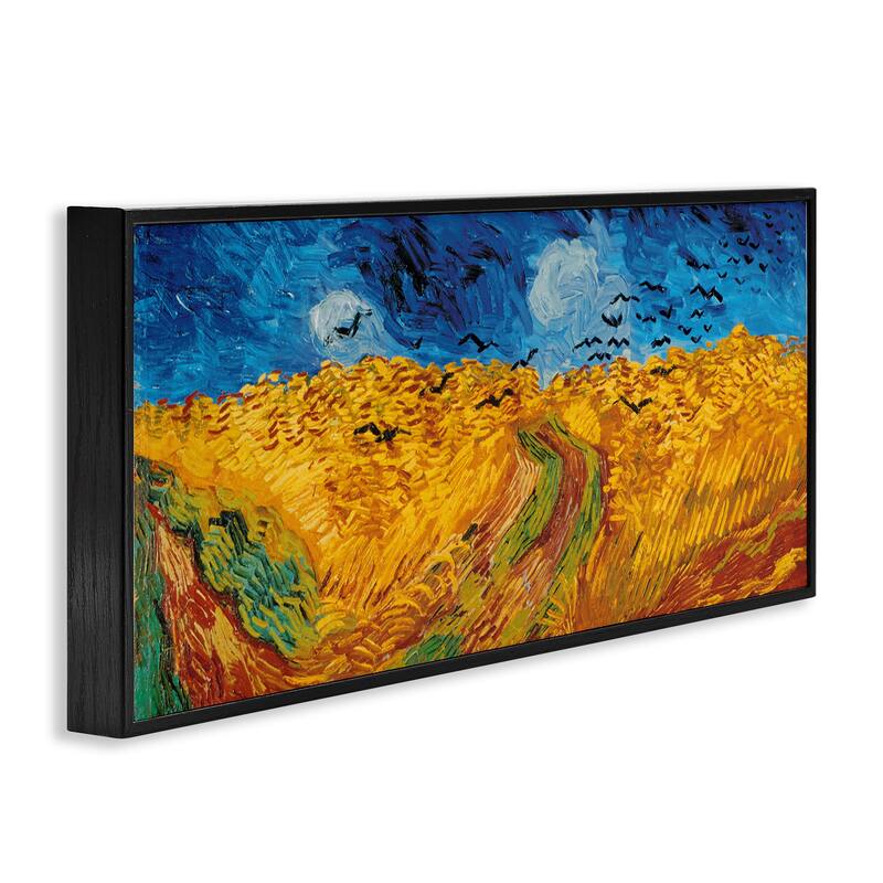 Stupell Wheat Field with Crows Classic Framed Giclee Art Design by Vincent Van Gogh