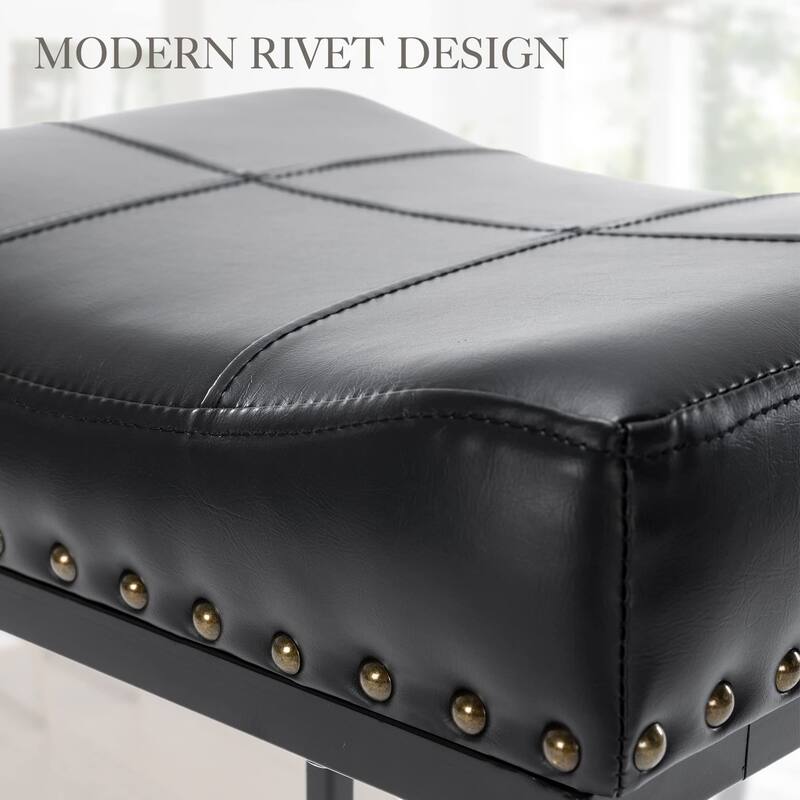 Counter Bar Stools 24" Square Saddle Barstools Set of 3, Modern Backless Faux Leather Counter Stool for Kitchen Island