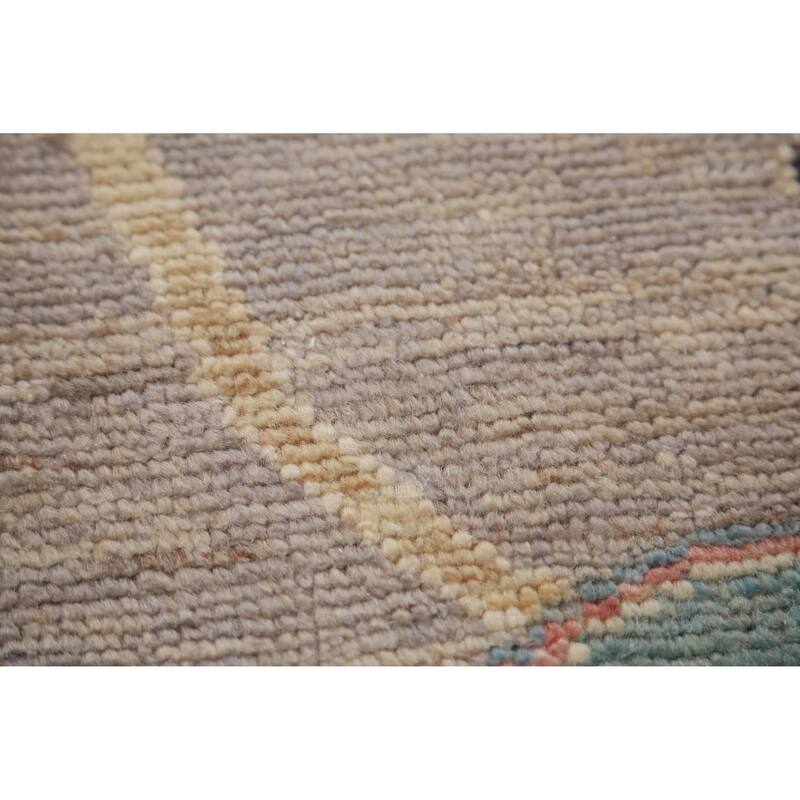 Hand Knotted Oriental 100% Wool Carpet Transitional All-Over Beige & Ivories Oushak Area Rug - 9' 9'' X 8' 1''