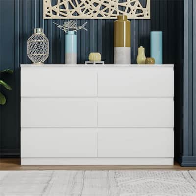 6 Drawer Double Dresser for Bedroom Living Room Hallway