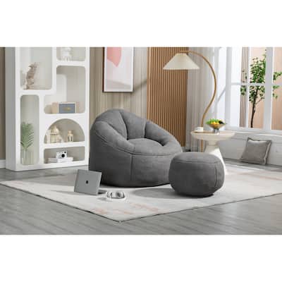 Bean Bag Sofa Chair High Pressure Foam Bean Bag Chair With Footrest