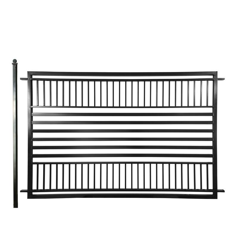 ALEKO Barcelona Style Garden Yard Steel 16 feet Fence Set of 2 Panels Black