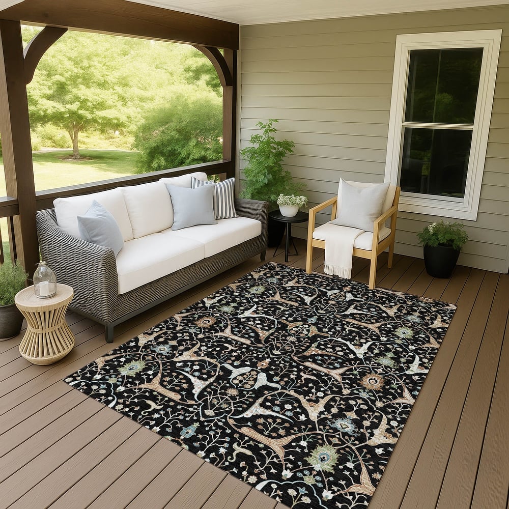 Machine Washable Indoor/ Outdoor Traditional Persian Chantille Rug