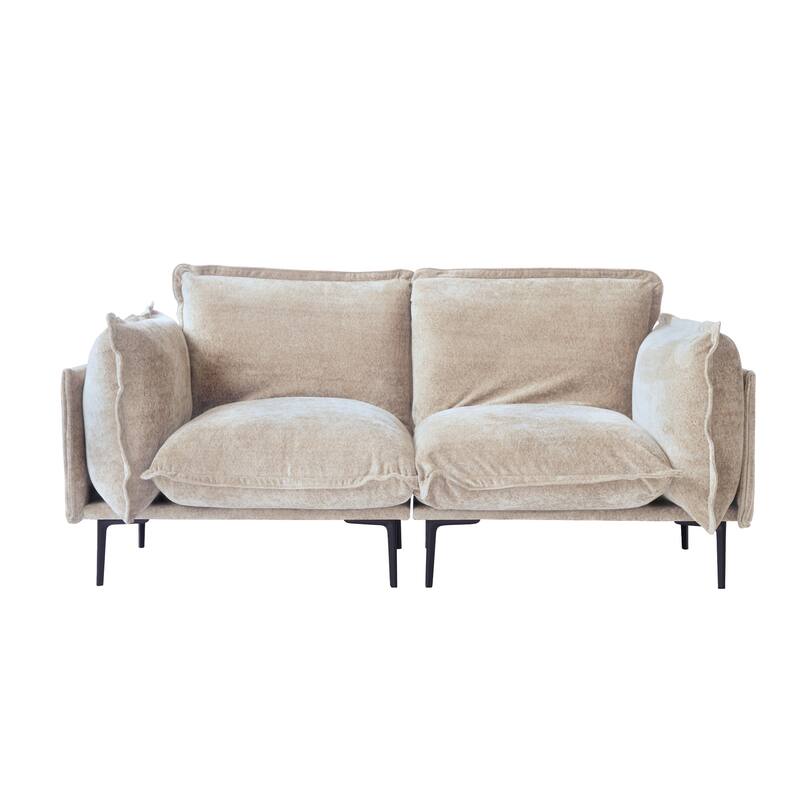 Living Room Furniture Loveseat for Small Space, Velvet Sectional Sofa Deep Seat Upholstered Cloud Modular Couch - Loveaseat